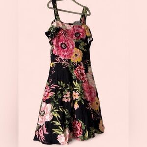 Place Kids Dress with Pink and Yellow Floral Design